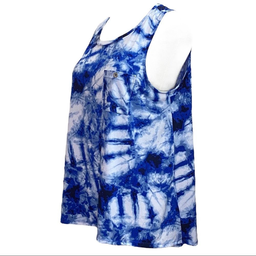 PRETTY Ellen Tracy Tie Dye Sleeveless Top Blue White Size Medium Flowy